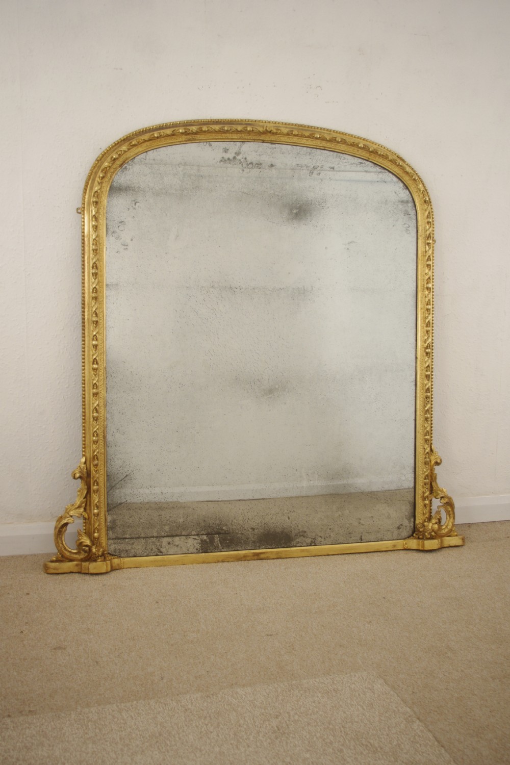 Victorian Gilt Large Arch Top Overmantle Mirror