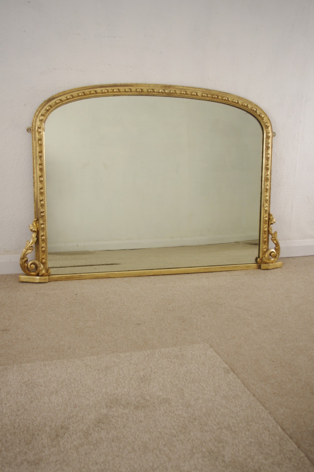 Victorian Gilt Large Arch Top Overmantle Mirror