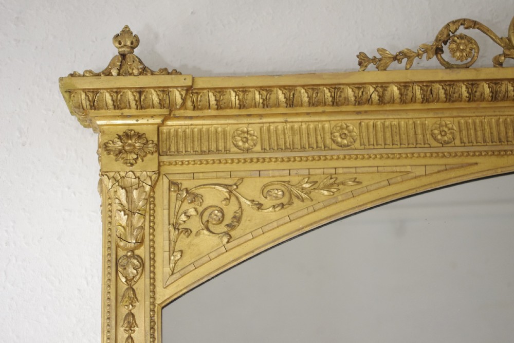 Victorian Gilt Large Adam Style Overmantle Mirror View IV