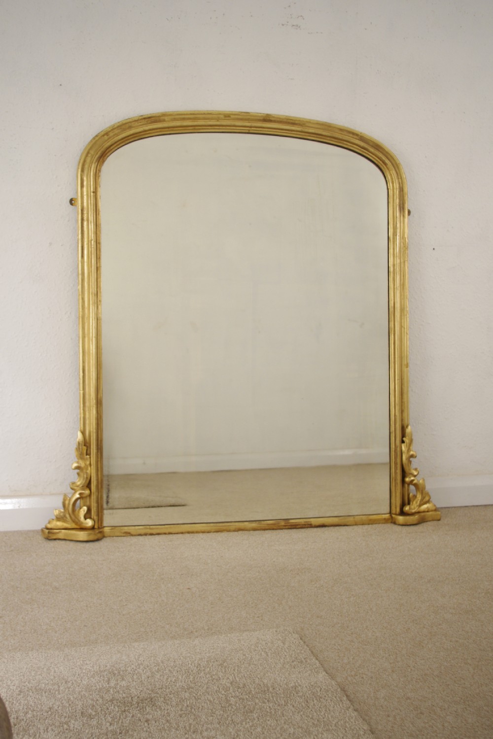 Victorian Gilt Wood Arch Top Overmantle Mirror