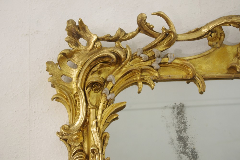 19th Century English Gilt Rococo Style Large Overmantle Mirror View V
