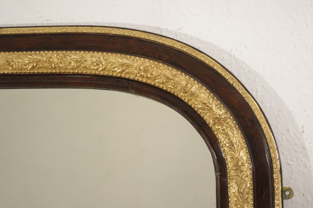 Victorian Walnut and Gilt Arch Top Overmantle Mirror View V