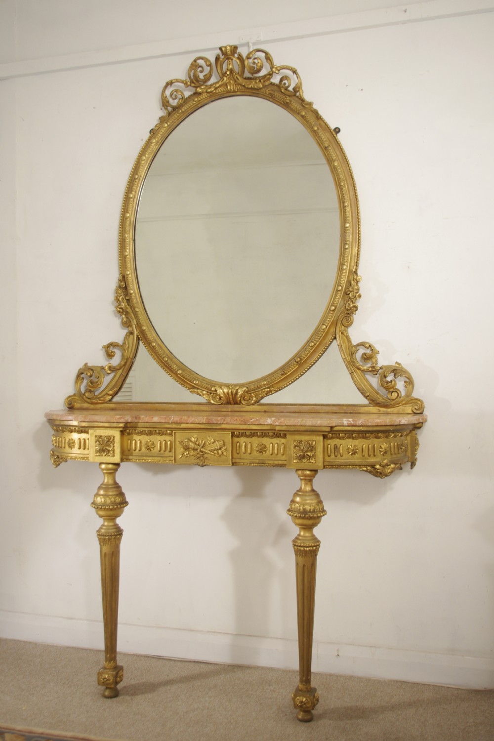 Victorian Gilt Marble Top Console Table and Mirror View II