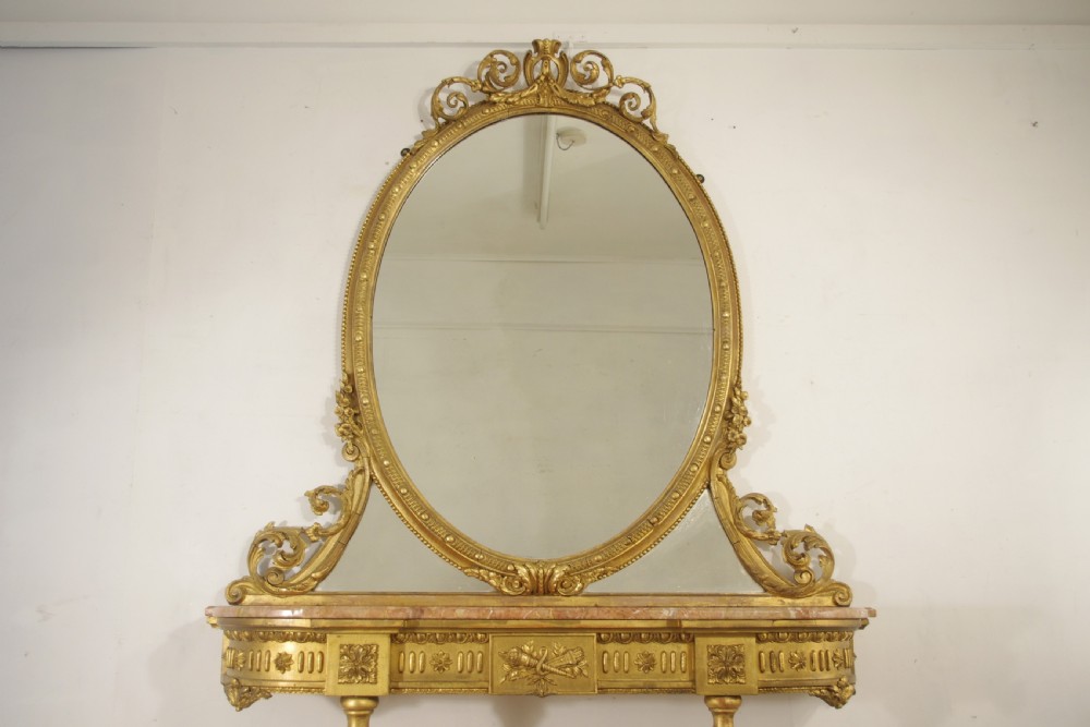 Victorian Gilt Marble Top Console Table and Mirror View III