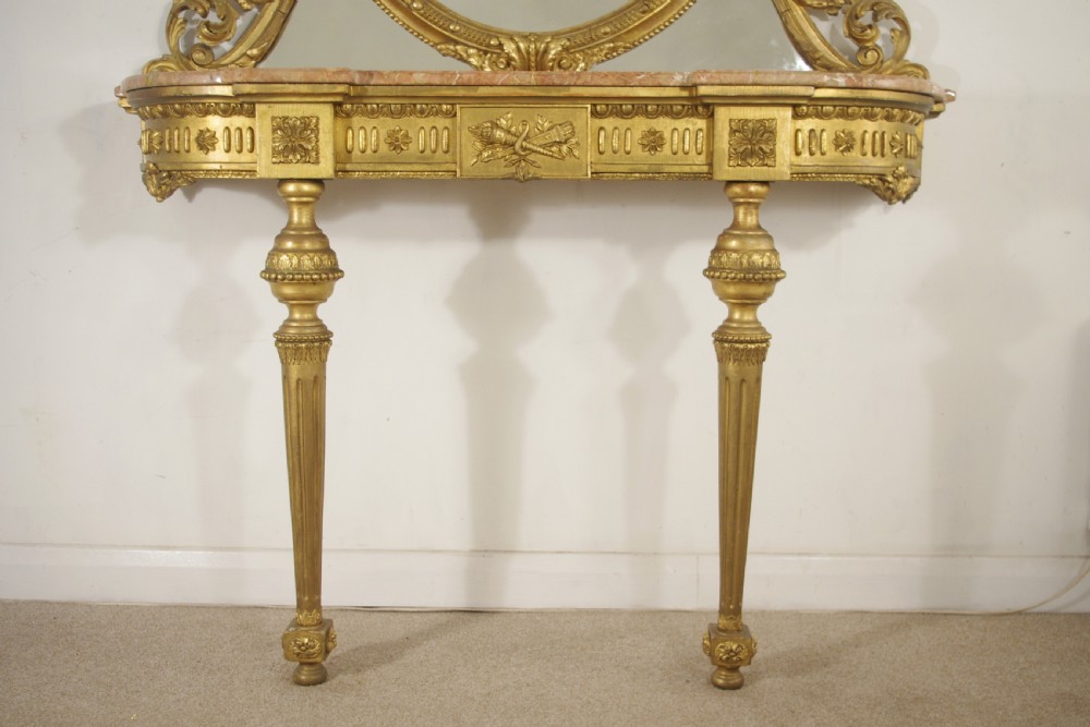Victorian Gilt Marble Top Console Table and Mirror View IV