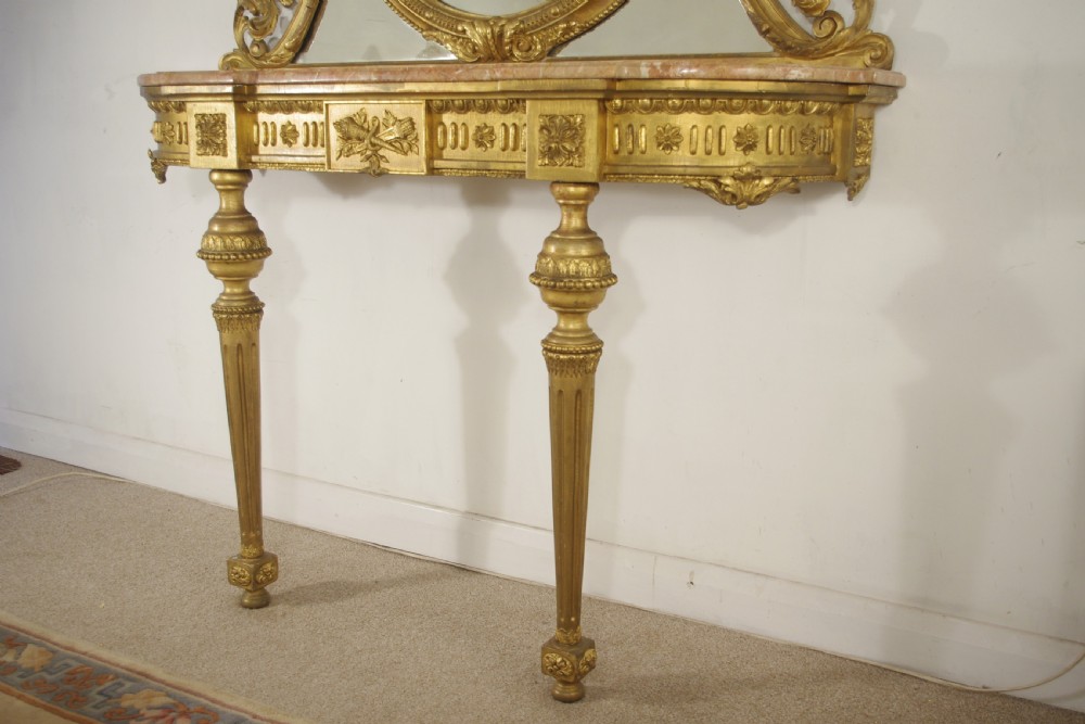 Victorian Gilt Marble Top Console Table and Mirror View V