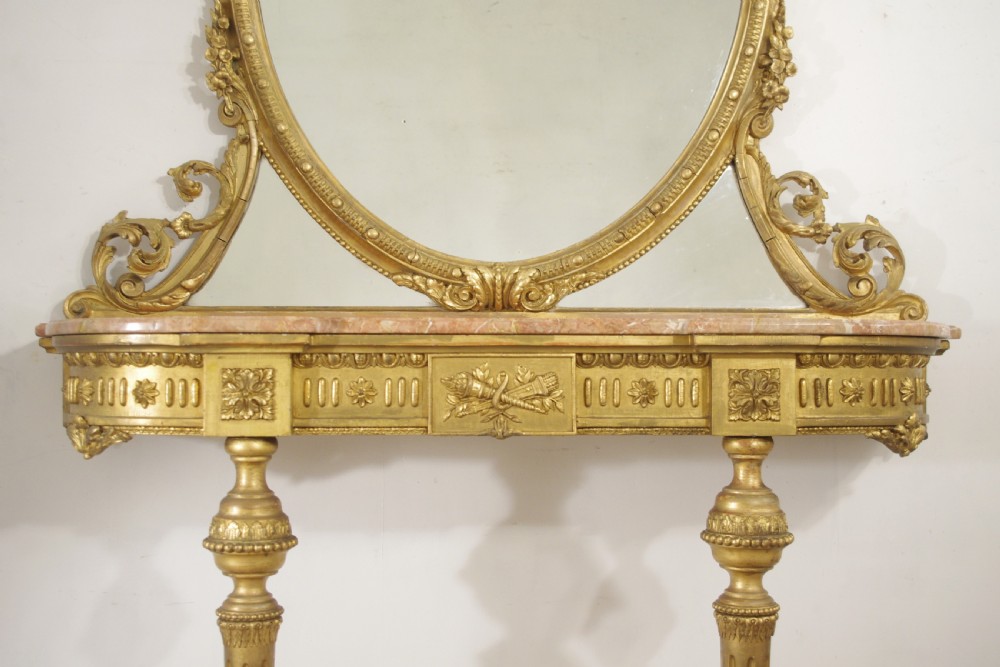 Victorian Gilt Marble Top Console Table and Mirror View X