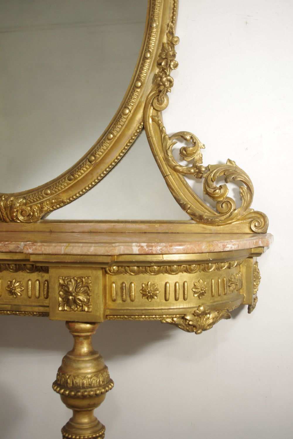 Victorian Gilt Marble Top Console Table and Mirror View XI