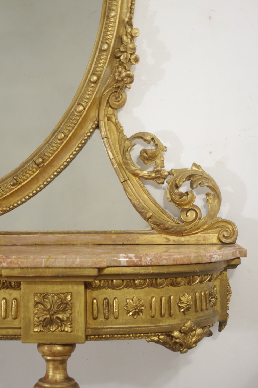 Victorian Gilt Marble Top Console Table and Mirror View XII