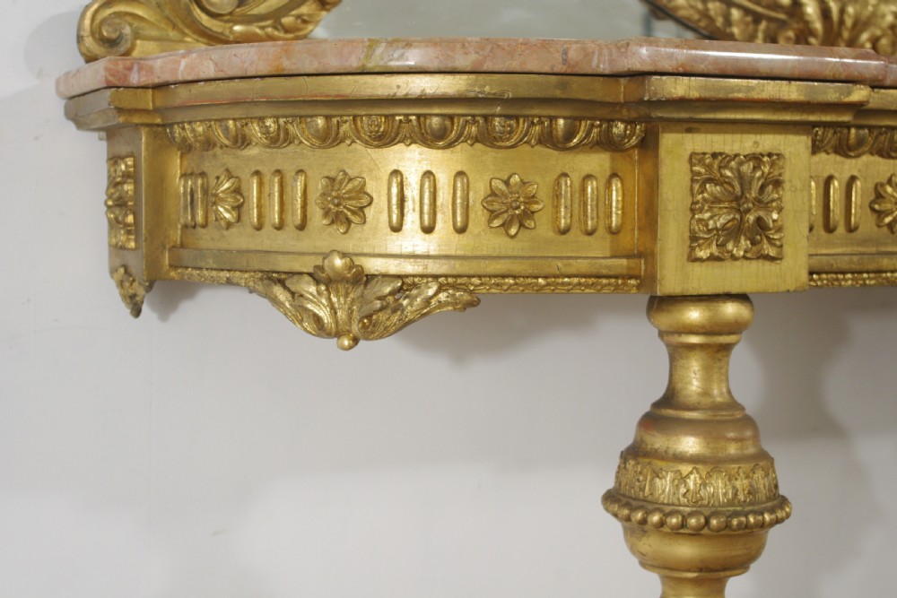Victorian Gilt Marble Top Console Table and Mirror View XIV