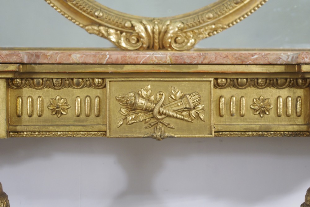 Victorian Gilt Marble Top Console Table and Mirror View XV