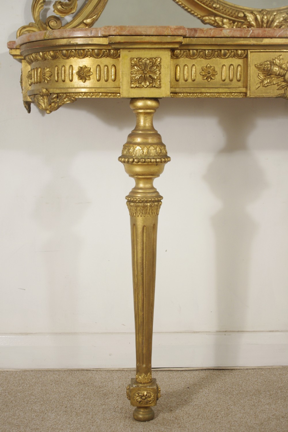 Victorian Gilt Marble Top Console Table and Mirror View XVI