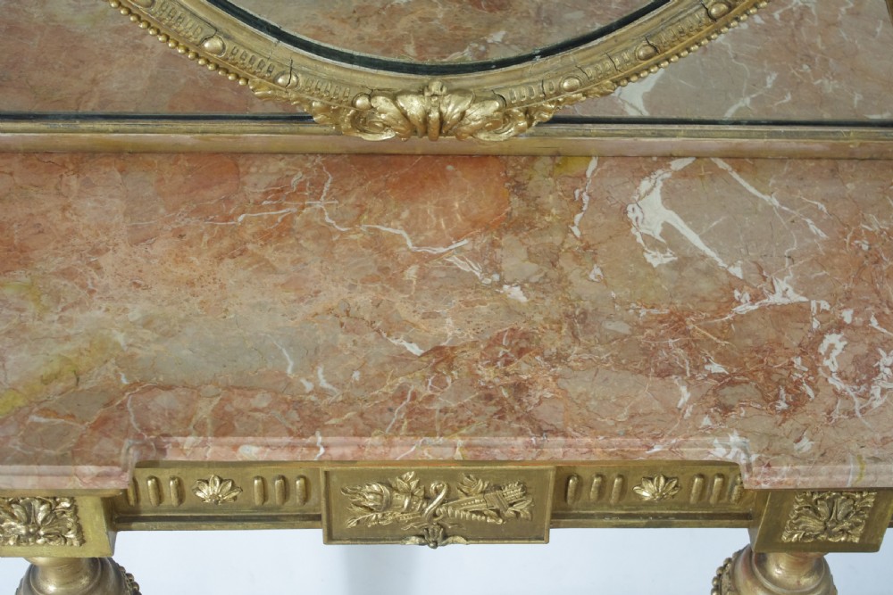 Victorian Gilt Marble Top Console Table and Mirror View XVII