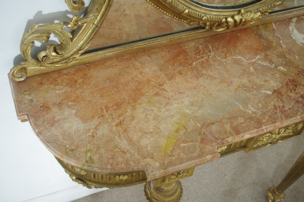 Victorian Gilt Marble Top Console Table and Mirror View XIX