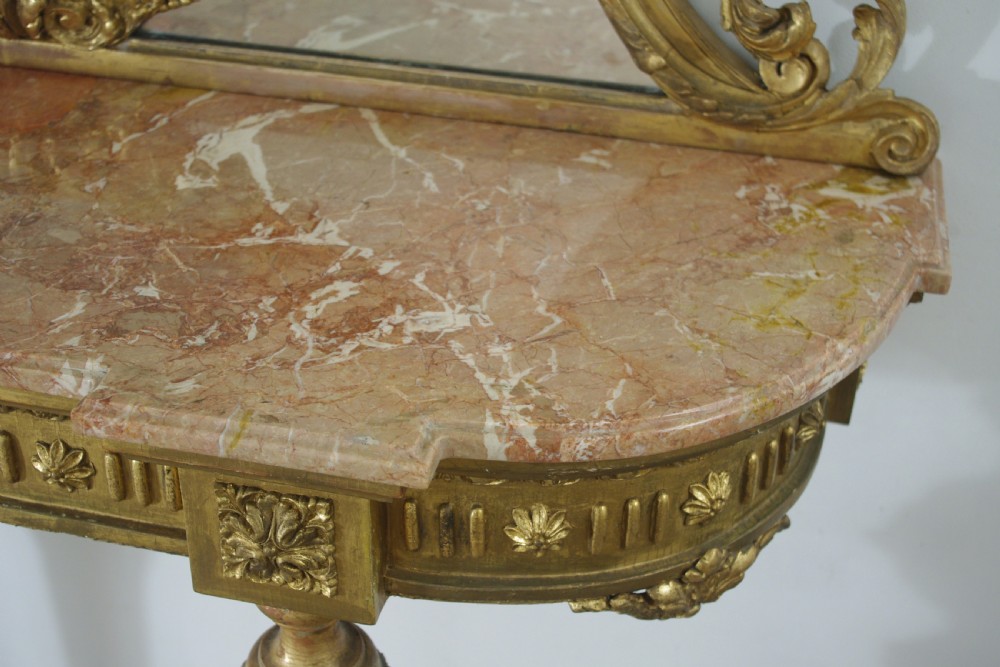 Victorian Gilt Marble Top Console Table and Mirror View XX