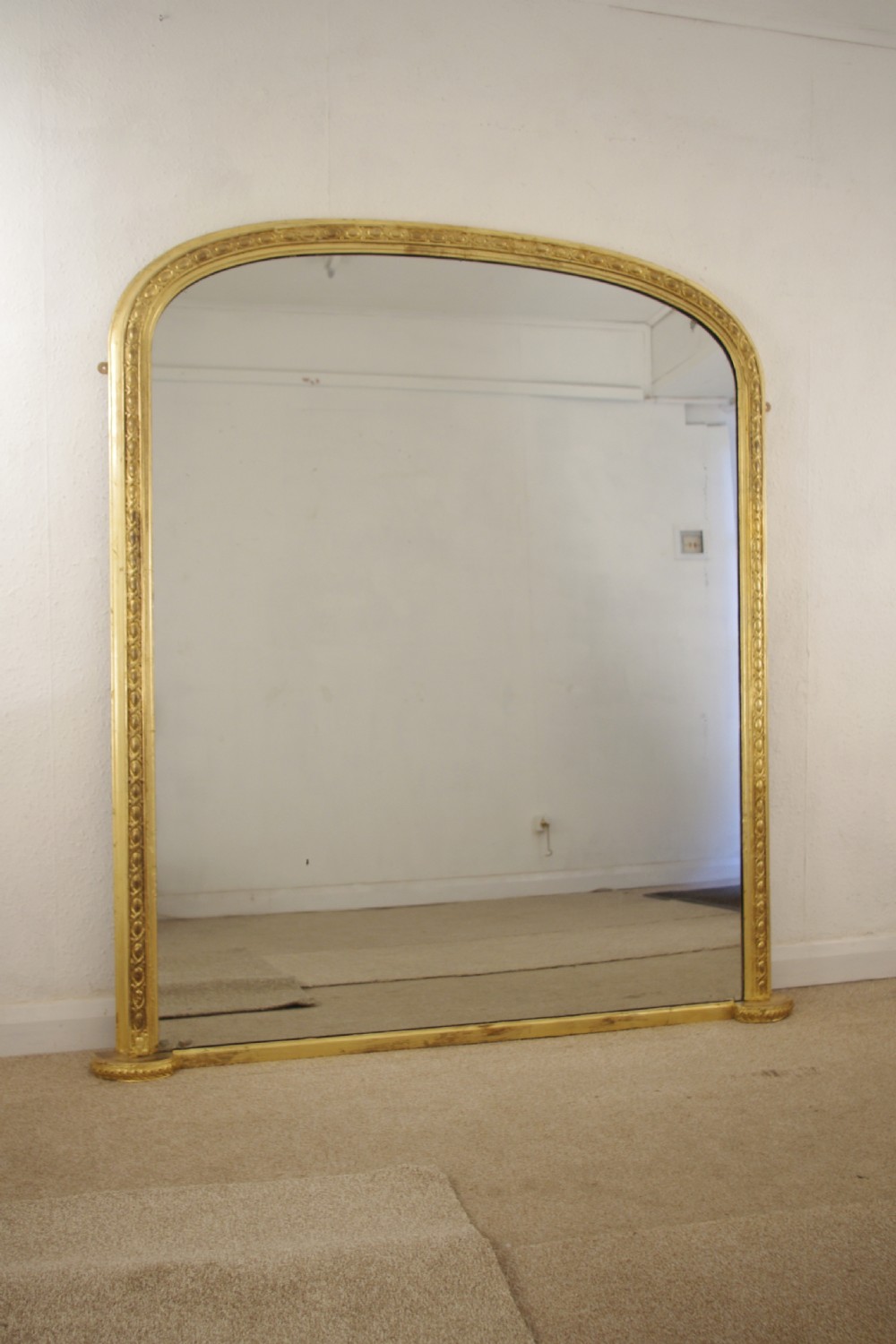 Victorian Gilt Large Arch Top Overmantle Mirror