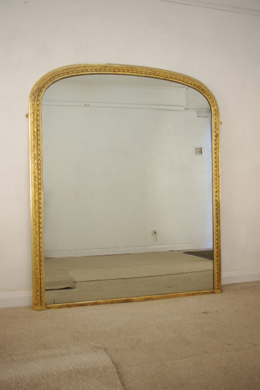 Victorian Gilt Large Arch Top Overmantle Mirror