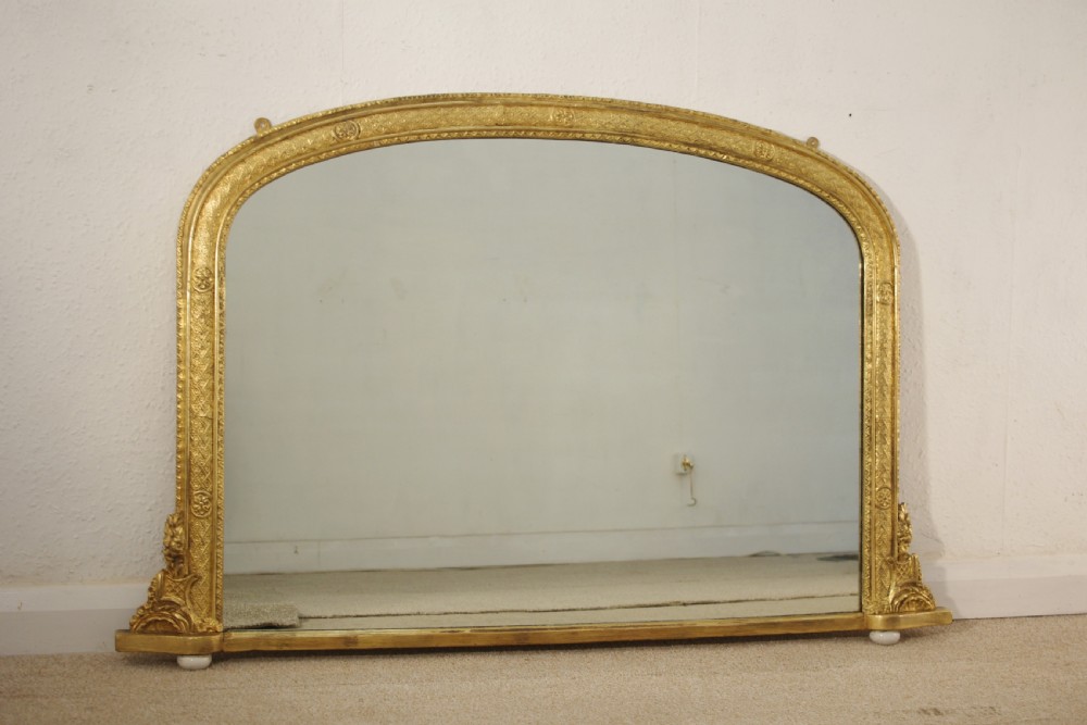 Victorian Gilt Arch Top Overmantle Mirror View X