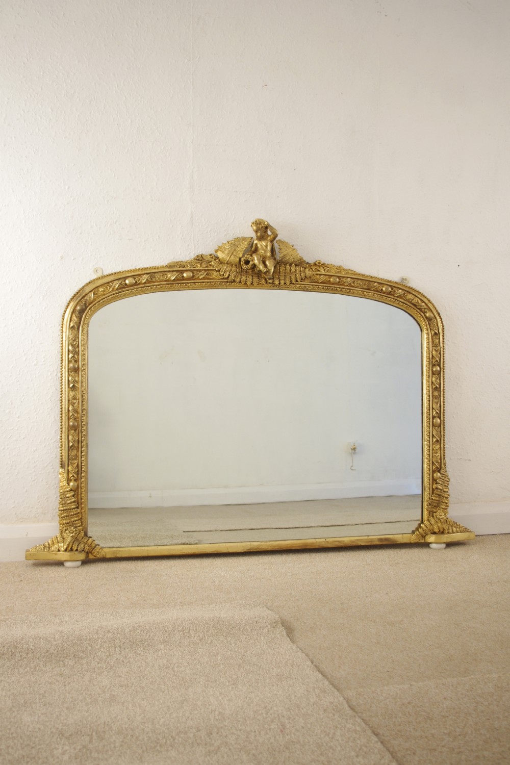 Victorian Gilt Arch Top Overmantle Mirror