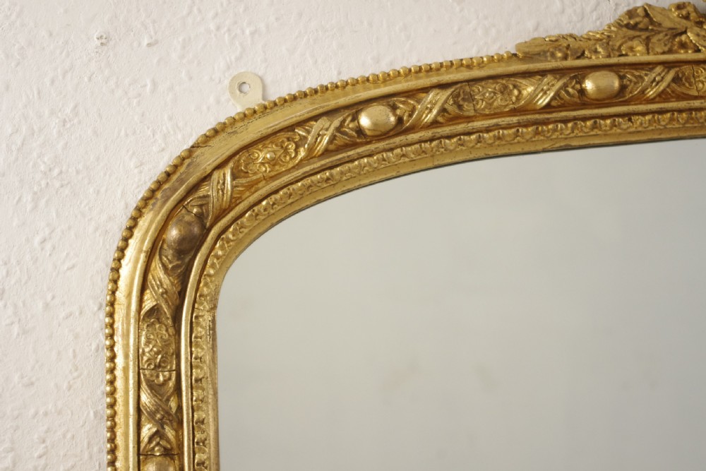 Victorian Gilt Arch Top Overmantle Mirror View V