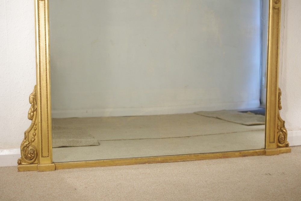 Victorian Gilt Large Overmantle Mirror with 'Putto' Cresting View X