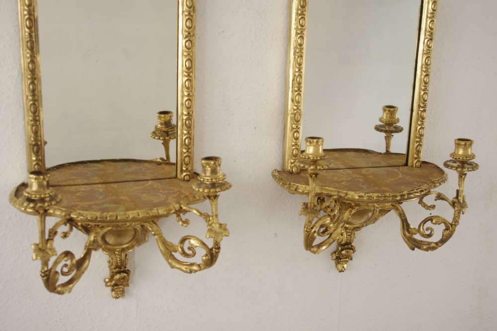Pair of Victorian Gilt Girandoles with Brackets View X