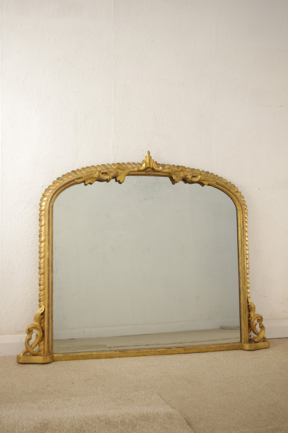 Victorian Gilt Wood Arch Top Overmantle Mirror