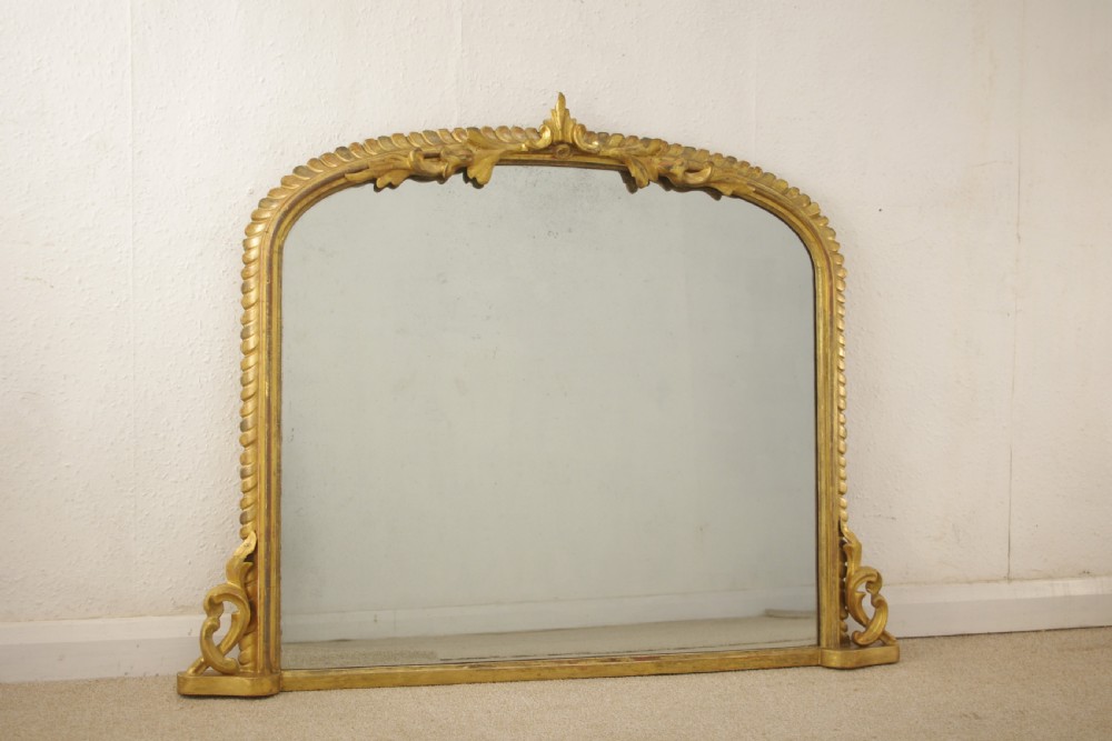 Victorian Gilt Wood Arch Top Overmantle Mirror View II