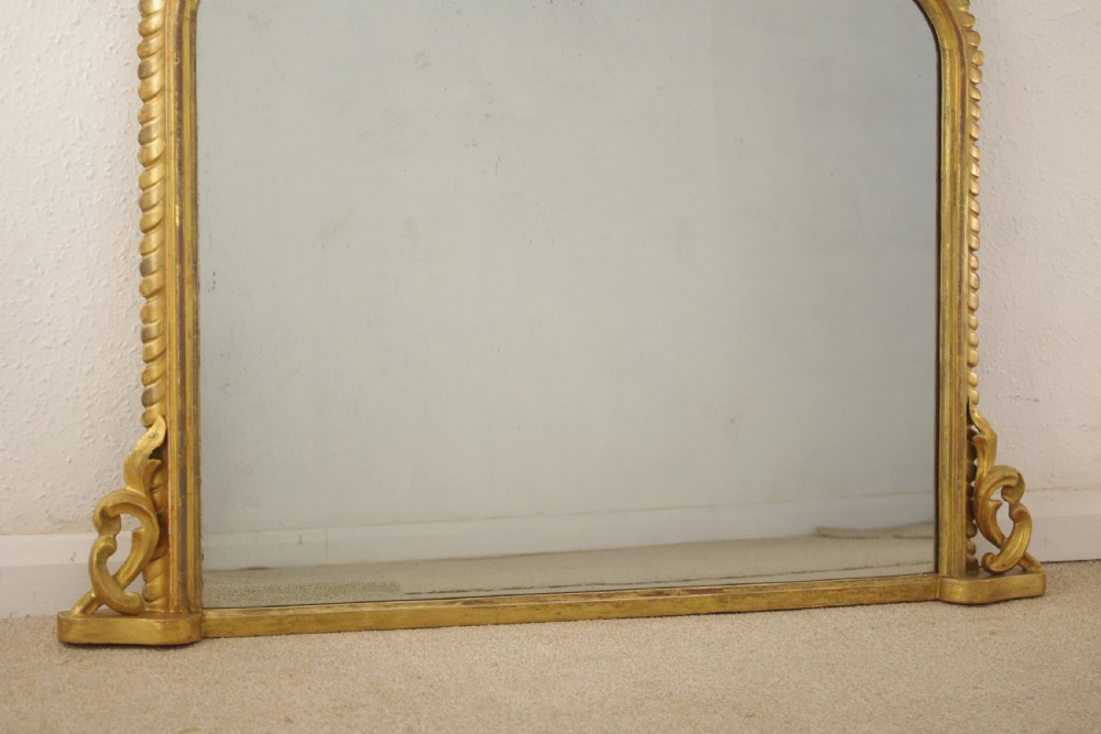 Victorian Gilt Wood Arch Top Overmantle Mirror View VIII