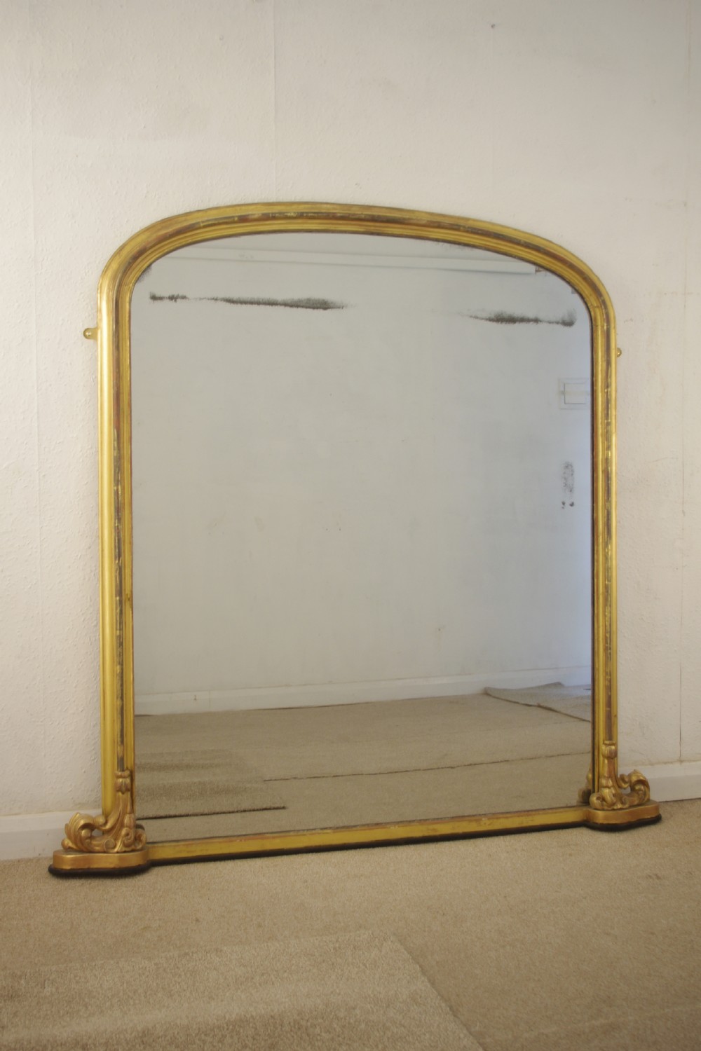Victorian Gilt Large Arch Top Overmantle Mirror