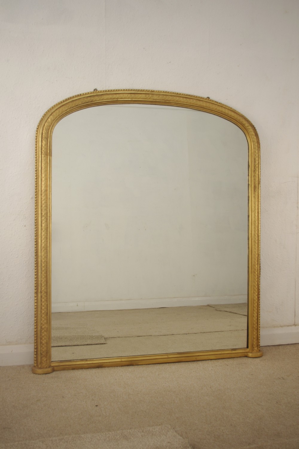 Victorian Gilt Large Arch Top Overmantle Mirror