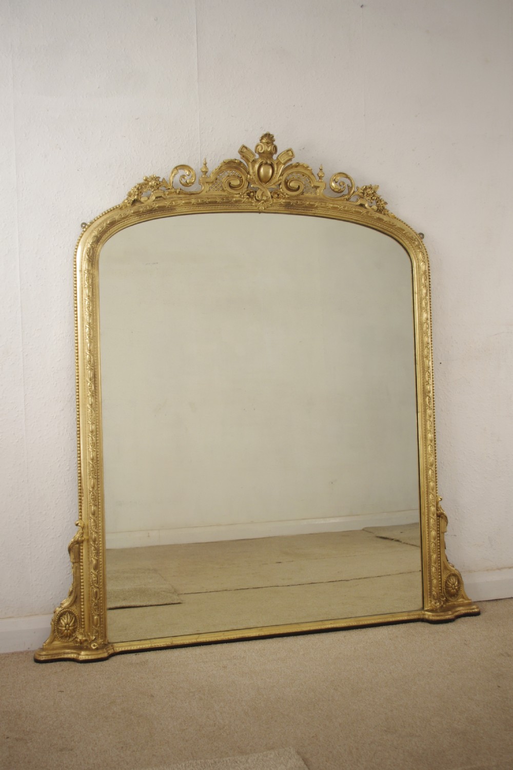 Victorian Gilt Arch Top Overmantle Mirror