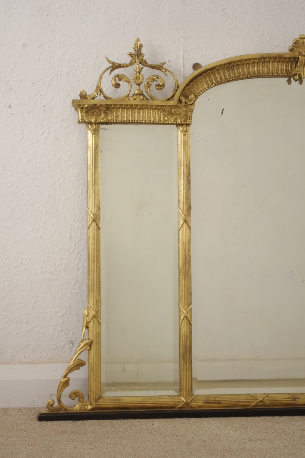 Victorian Gilt Triple Plate Overmantle Mirror View III