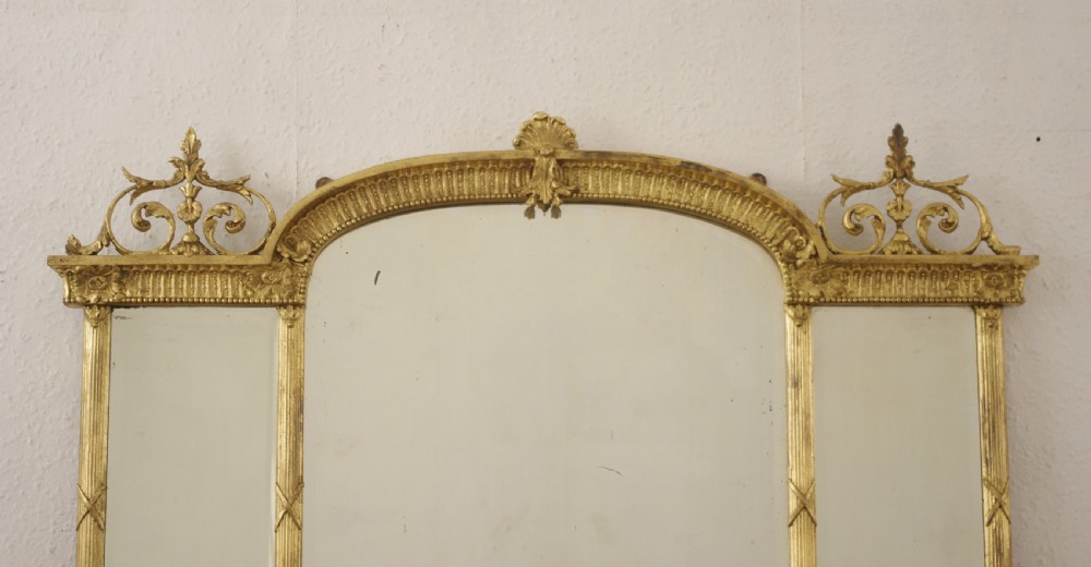 Victorian Gilt Triple Plate Overmantle Mirror View IV