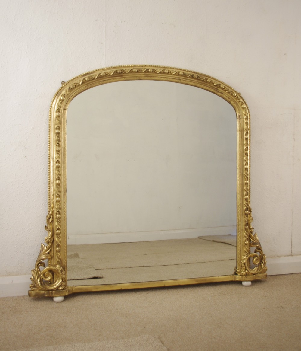 Victorian Gilt Arch Top Overmantle Mirror
