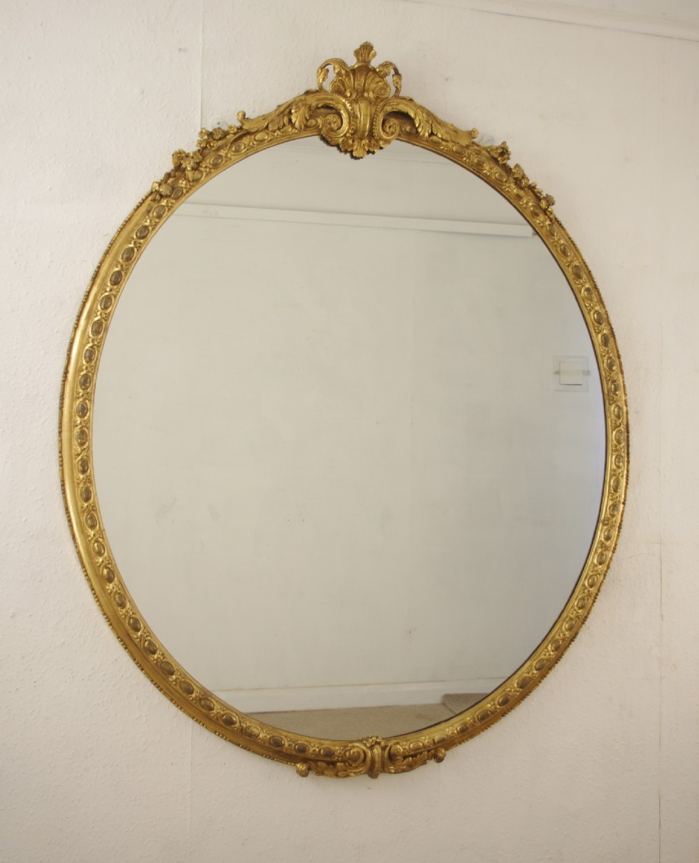 Victorian Gilt Large Oval Overmantle Mirror