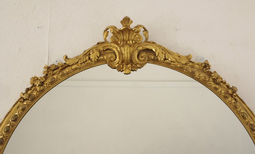 Victorian Gilt Large Oval Overmantle Mirror View II