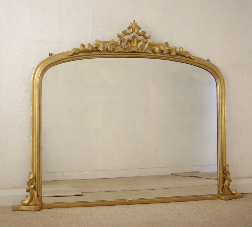 Victorian Gilt Wood Arch Top Large Overmantle Mirror