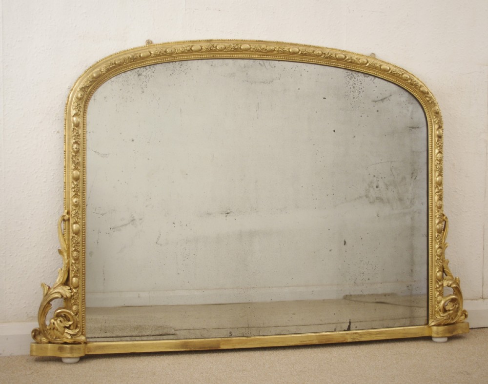 Victorian Gilt Large Arch Top Overmantle Mirror