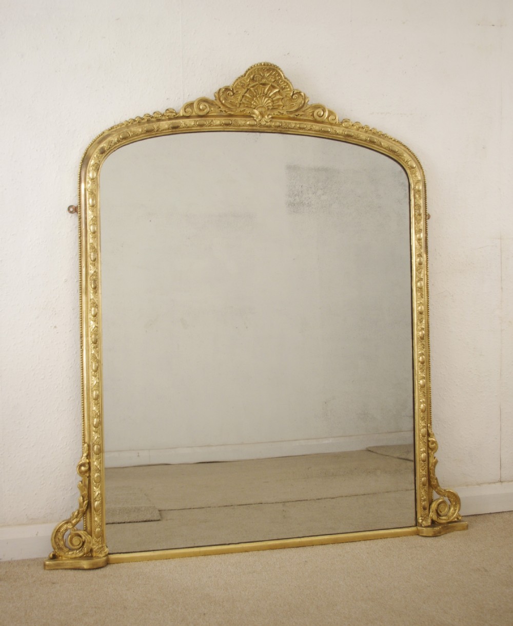 Victorian Gilt Arch Top Overmantle Mirror 