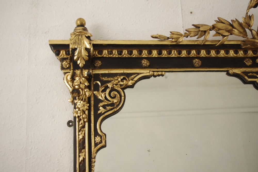 Victorian Ebonised and Parcel-Gilt Large Overmantle Mirror View V