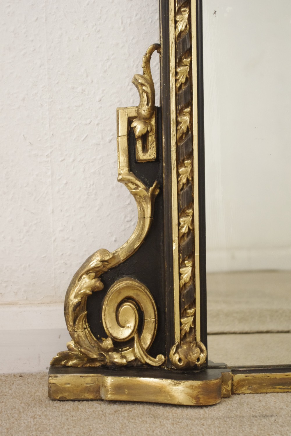 Victorian Ebonised and Parcel-Gilt Large Overmantle Mirror View VIII