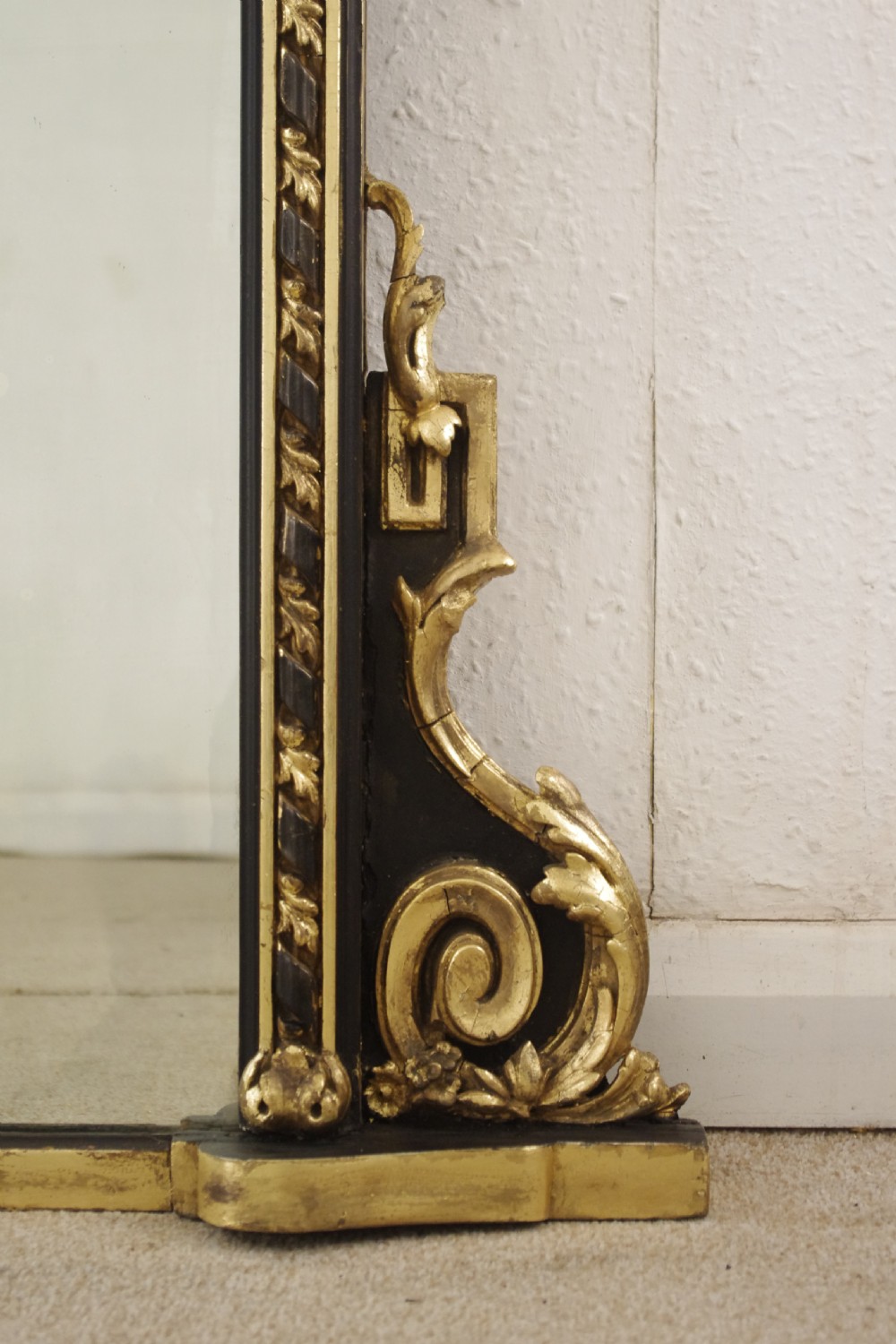 Victorian Ebonised and Parcel-Gilt Large Overmantle Mirror View IX