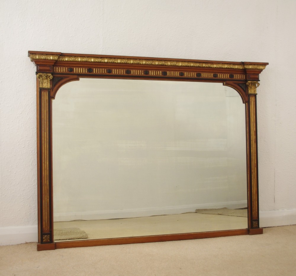 Victorian Mahogany and Parcel-Gilt Overmantle Mirror
