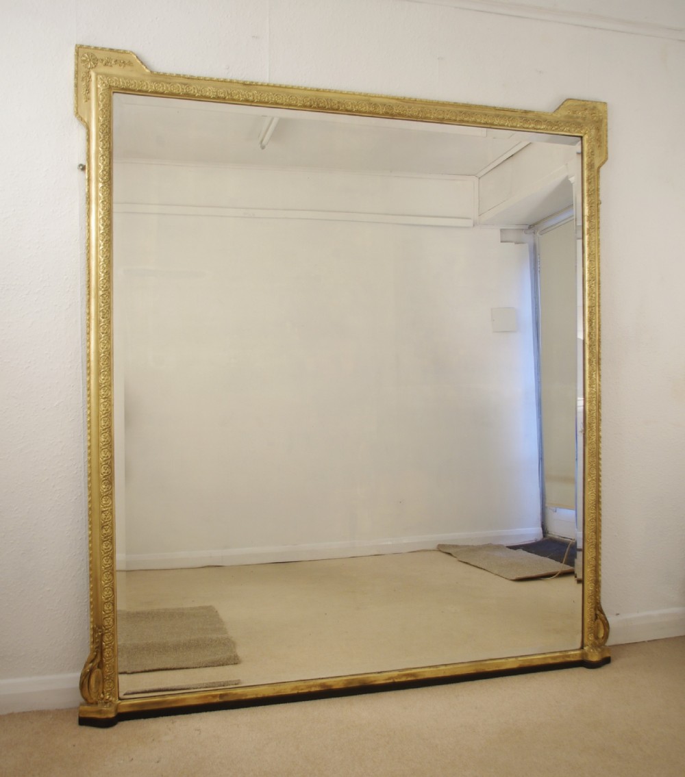 Very Large Victorian Gilt Overmantle Mirror