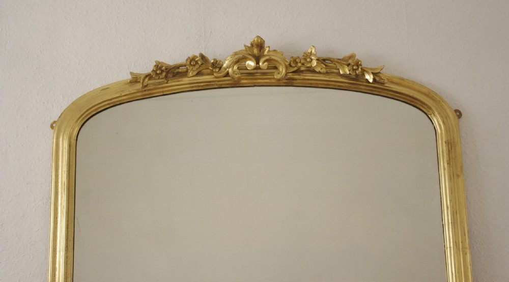Victorian Gilt Wood Large  Arch Top Overmantle Mirror View II