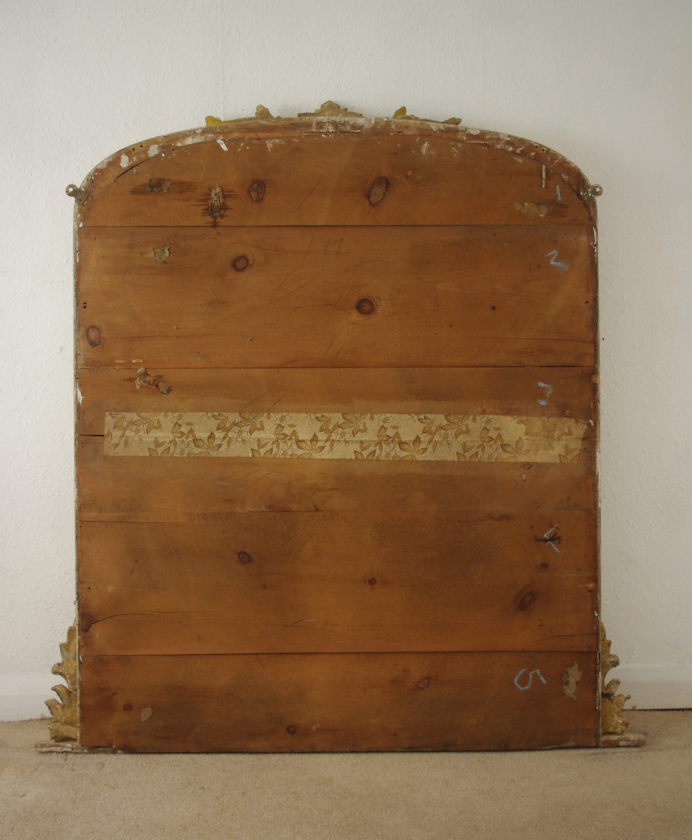 Victorian Gilt Wood Large  Arch Top Overmantle Mirror View VIII