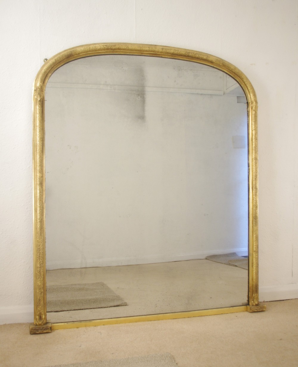 Victorian Gilt Large Arch Top Overmantle Mirror
