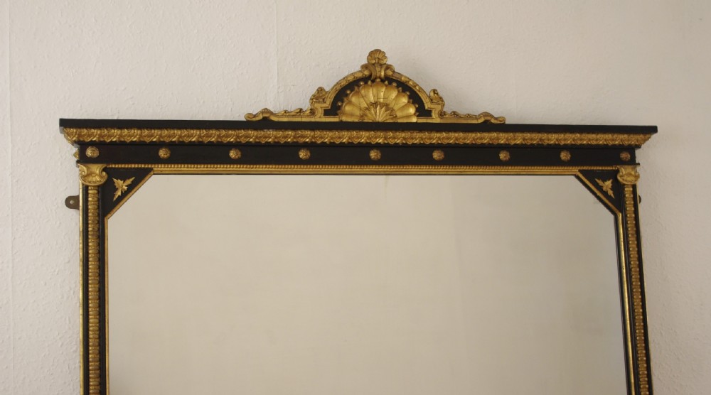 Victorian Ebonised and Parcel-Gilt Large Overmantle Mirror View IV