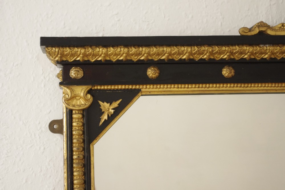 Victorian Ebonised and Parcel-Gilt Large Overmantle Mirror View V